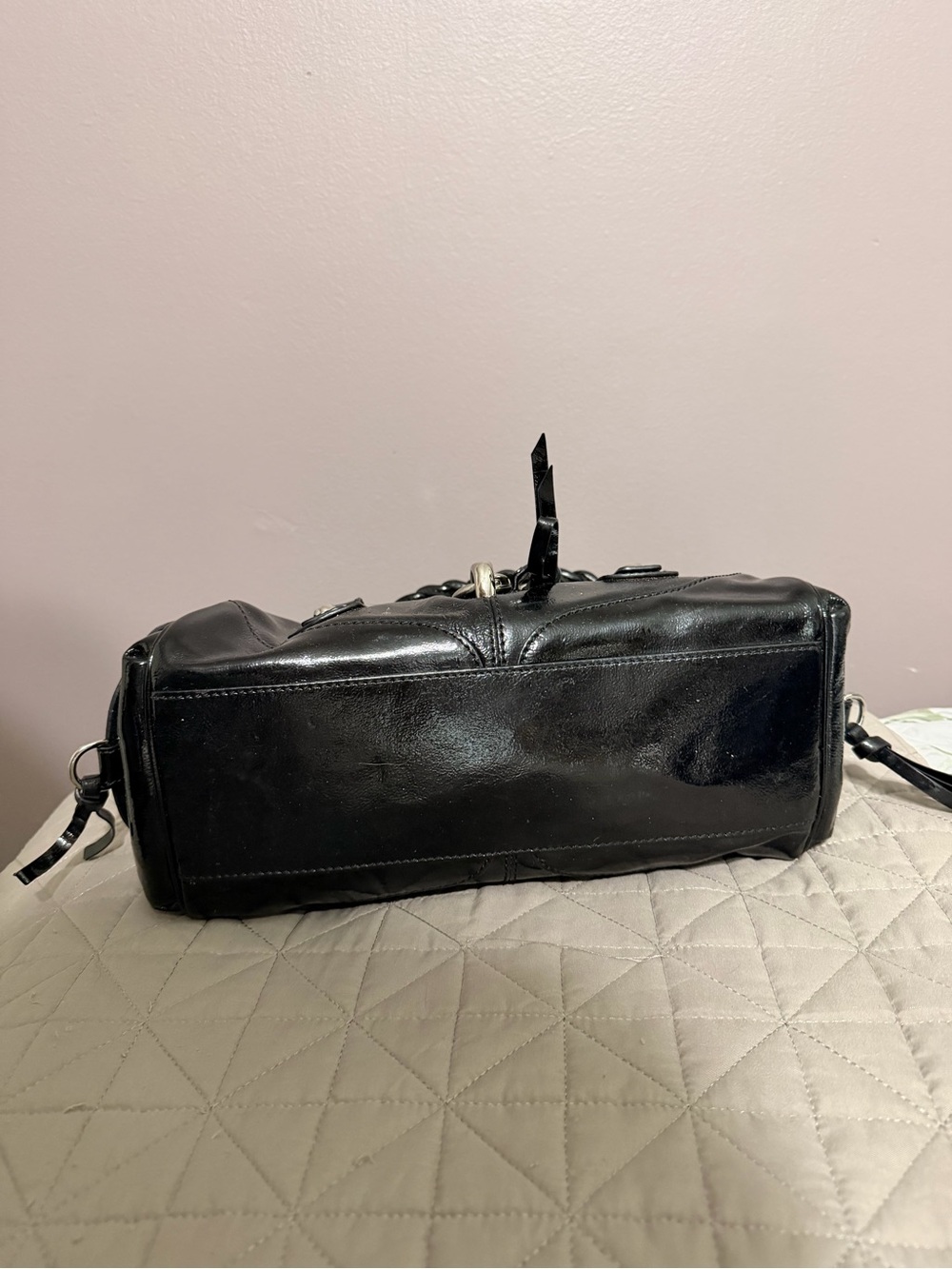 Francesco Biasia Black Patent Leather Braided-Handle Satchel - Picture 6 of 16